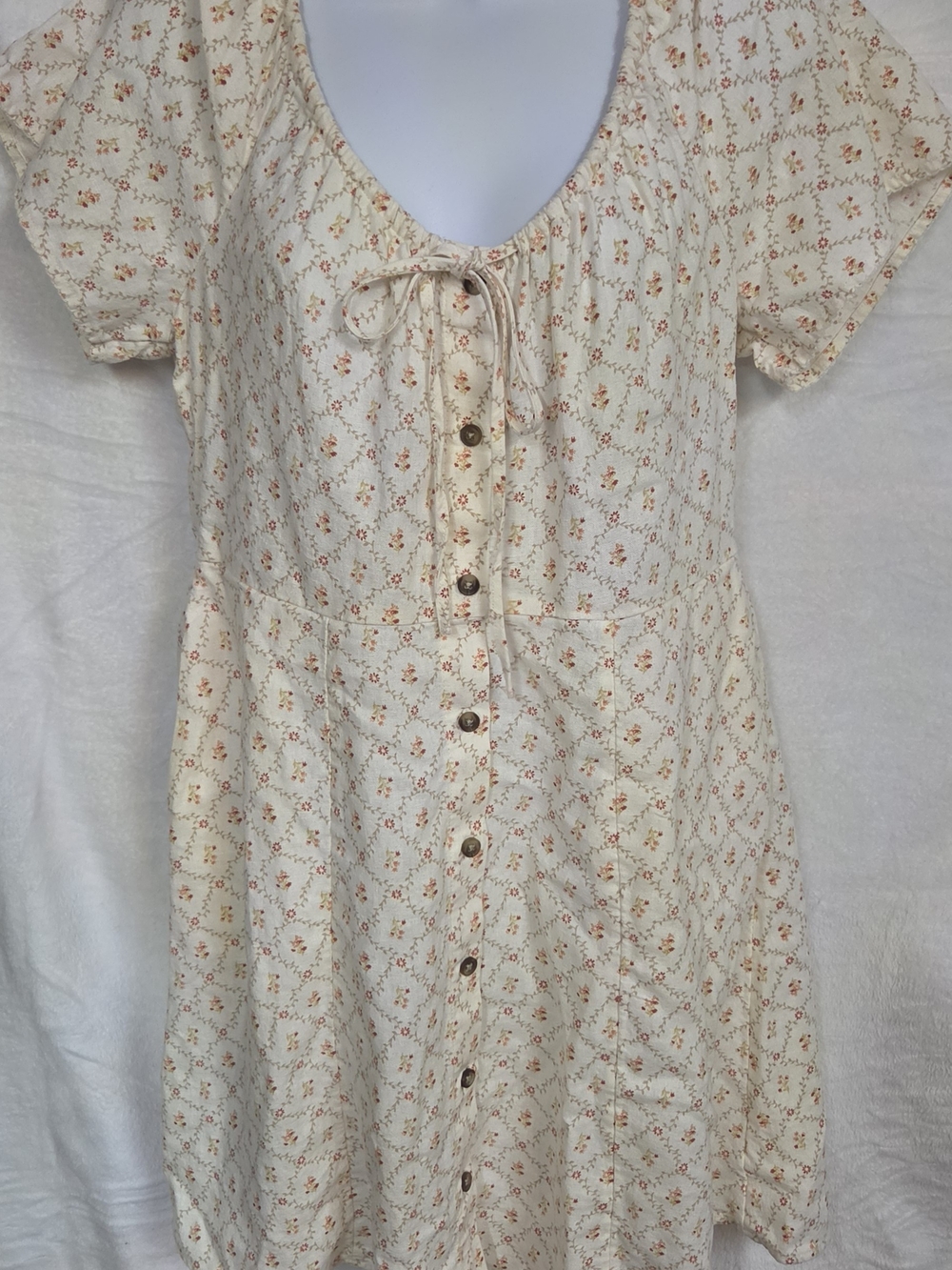 Universal Thread Cream Mini Dress with Rust Floral Print